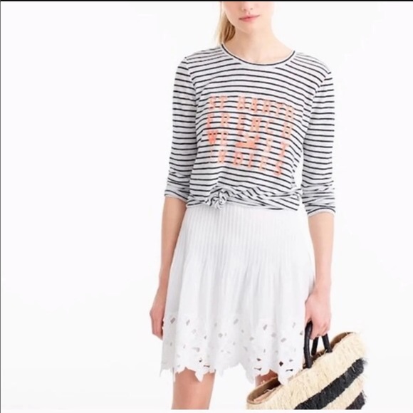 J Crew White Eyelet Floral Mini Skirt